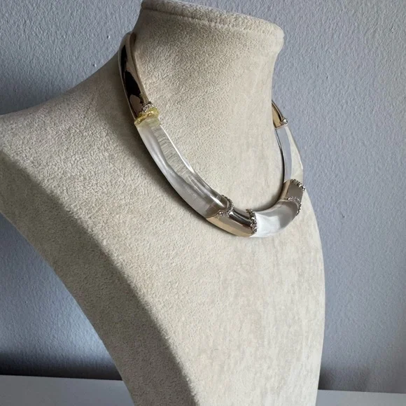 Alexis Bittar Clear Lucite & Gold-Tone Open Collar Necklace